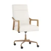 Collin Ergonomic Office Chair in Natural Wood Finish - Adjustable Swivel Task Chair with Cushioned Seat